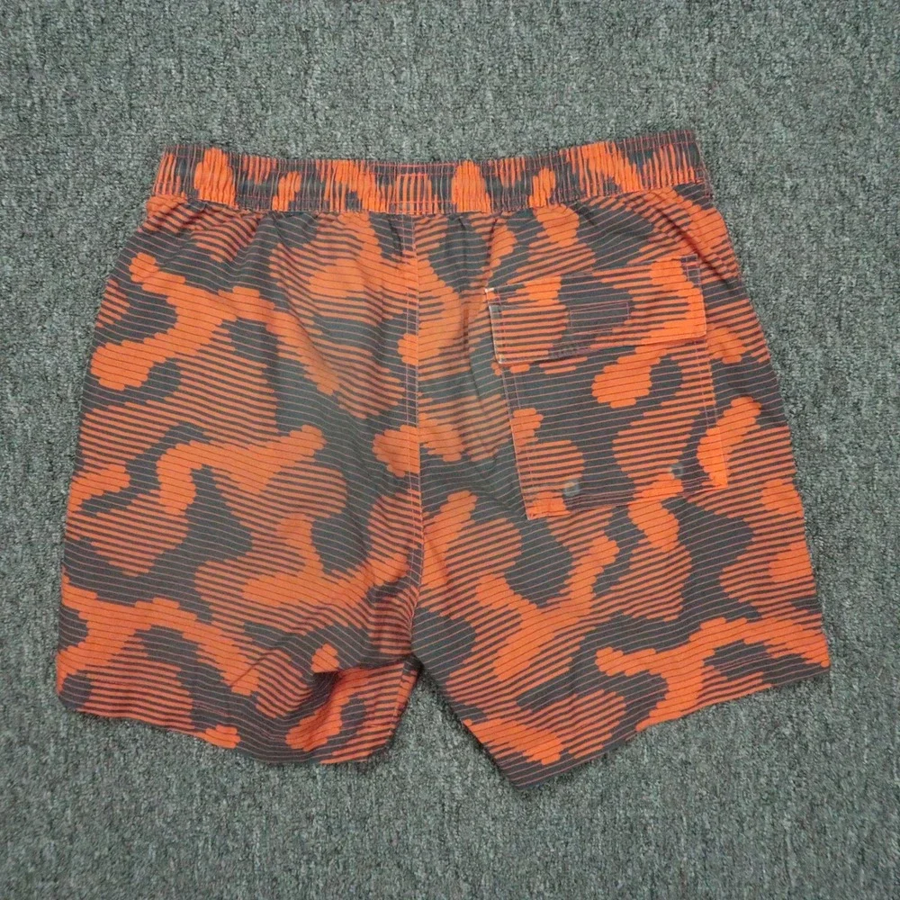 Psycho‎ Bunny Swim Trunks Mens Small Orange Gray Camo Lined Shorts